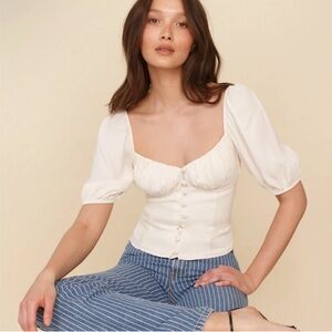 Reformation Buco Blouse Ivory
